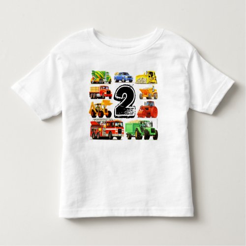 Boys Construction Truck 2nd Birthday Toddler T_shirt