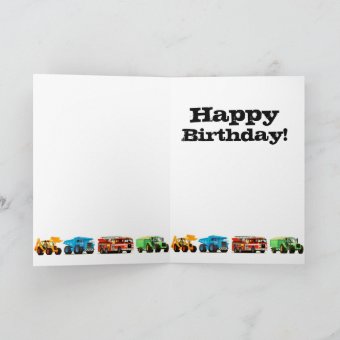 Boy's Construction Truck 4th Happy Birthday Card | Zazzle