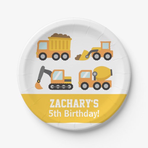 Boys Construction Vehicles Pattern Birthday Party  Paper Plates