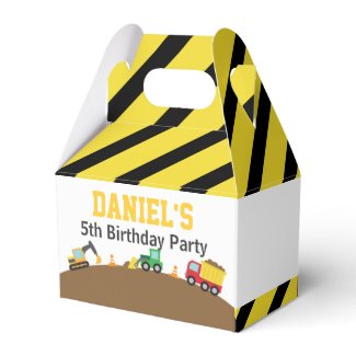 Boys Construction Vehicles Theme Birthday Party Favor Box