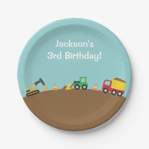 Boys Construction Vehicles Theme Birthday Party Paper Plates