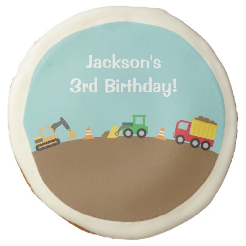 Boys Construction Vehicles Theme Birthday Party Sugar Cookie