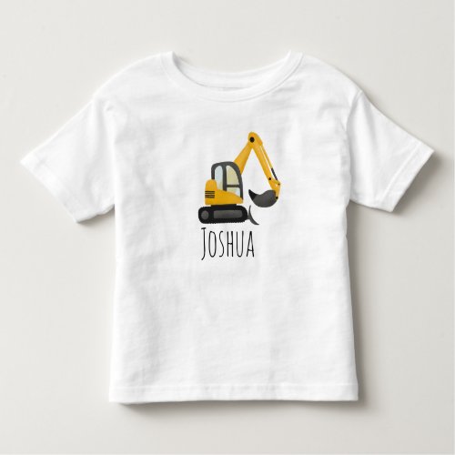 Boys Construction Zone Digger Excavator and Name Toddler T_shirt