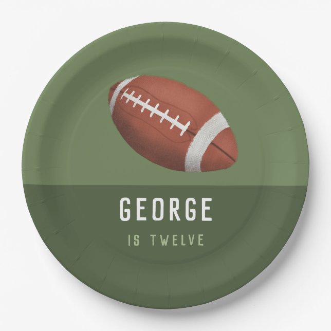 Boys Cool American Football Kids Birthday Paper Plates (Front)