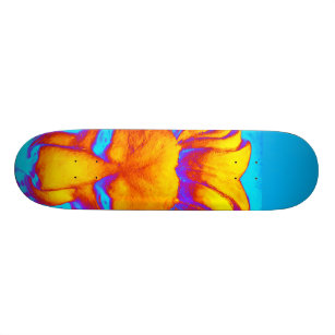 Boys Cool Animal Face Lion Design Bright Blue Skateboard