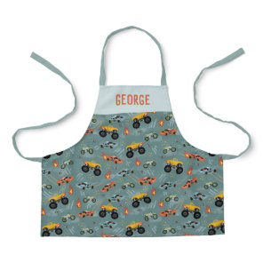 Boys Cool Blue Racing Car Kids Apron