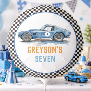 Boys Cool Blue Racing Car Kids Birthday Balloon