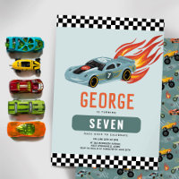 Boys Cool Blue Racing Car Kids Birthday