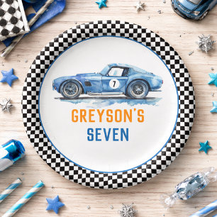 Boys Cool Blue Racing Car Kids Birthday Paper Plates