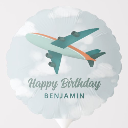 Boys Cool Blue Travel Airplane Kids Birthday Balloon