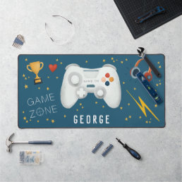 Boys Cool Blue Video Game Controller Kids Gaming Desk Mat