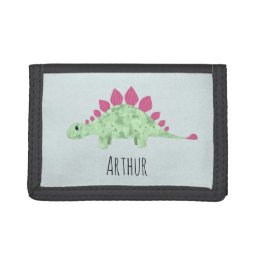 Boys Cool Dinosaur Cartoon and Name Kids Trifold Wallet