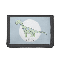 Boy&#39;s Cool Doodle Jurassic Dinosaur with Name Tri-fold Wallet