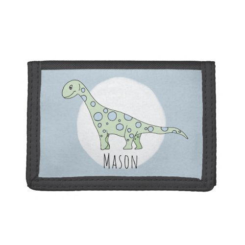 Boys Cool Doodle Jurassic Dinosaur with Name Tri_fold Wallet