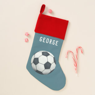 Boys Cool Football Soccer Sporty Kids Blue Christmas Stocking