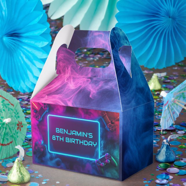 Boys Cool Gaming Birthday Party Favor Boxes (Party)