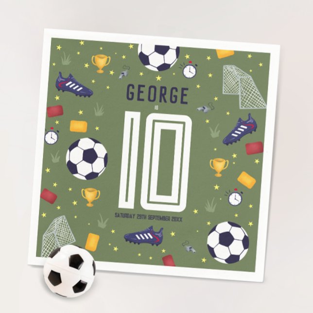 Boys Cool Green Sports Soccer Kids Birthday Napkins (Creator Uploaded)