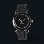 Boys Cool Modern Black Stylish Custom Name Kids Watch<br><div class="desc">Make every moment special with our Custom Kids Name Watch! This personalized timepiece is perfect for children of all ages, featuring their name printed boldly on the face of the watch. Available in vibrant colors and fun designs, this watch makes learning to tell time both stylish and exciting. Crafted with...</div>