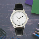 Boys Cool Modern Black Stylish Custom Name Kids Watch<br><div class="desc">Make every moment special with our Custom Kids Name Watch! This personalized timepiece is perfect for children of all ages, featuring their name printed boldly on the face of the watch. Available in vibrant colors and fun designs, this watch makes learning to tell time both stylish and exciting. Crafted with...</div>