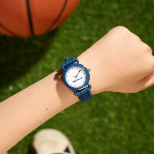 Boys Cool Modern Blue Stylish Custom Name Kids Watch