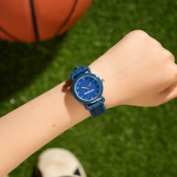 Boys Cool Modern Blue Stylish Custom Name Kids Watch