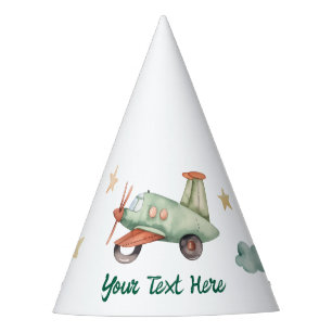 Boys Cool Modern Colorful Airplane Birthday Party Hat