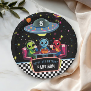 Boys Cool Out Of This World Neon Space Birthday Paper Plates