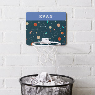 Boys Cool Outer Space Pattern Personalized Mini Basketball Hoop