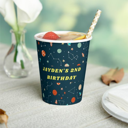Boys Cool Outer Space Rockets Kids Birthday Paper Cups