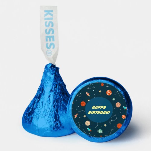 Boys Cool Outer Space Rockets Pattern Birthday Hersheys Kisses