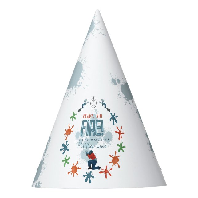 Boys Cool Paintball Party Kids Birthday Party Hat (Front)