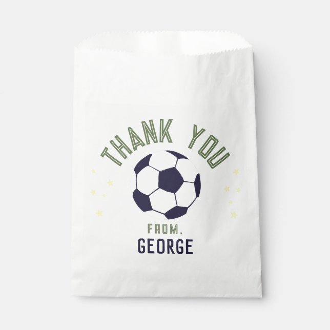 Boys Cool Soccer Thank You Kids Birthday Favor Bag (Front)