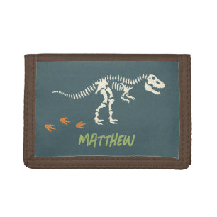Boys Cool T-Rex Dinosaur Dig Kids Tri-fold Wallet