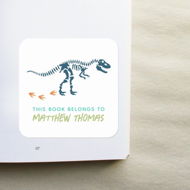 Boys Cool T-Rex Dinosaur Kids Bookplate (Creator Uploaded)