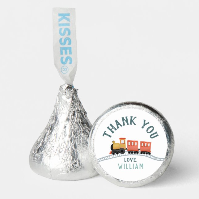 Boys Cool Train Kids Birthday Thank You Favor (Front)
