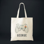 Boys Cool Video Game Kids School Tote Bag<br><div class="desc">This cool and modern blue kids tote bag features a video game controller with ‘game zone’ on the back. The tote can be personalized with your boys name,  the perfect gift for any gaming lover!</div>