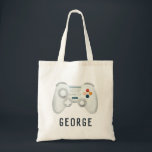 Boys Cool Video Game Kids School Tote Bag<br><div class="desc">This cool and modern blue kids tote bag features a video game controller with ‘game zone’ on the back. The tote can be personalized with your boys name,  the perfect gift for any gaming lover!</div>