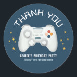 Boys Cool Video Game Thank You Kids Birthday Classic Round Sticker<br><div class="desc">This cool and modern kids birthday thank you sticker design features a video game cartoon design. The sticker can be personalized with your boy's name and the date of your party. The perfect gamer-themed addition to your child's birthday party,  great for party favors.</div>
