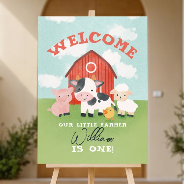 Boys Cowboy Farm Kids Birthday Welcome Foam Board (Creator Uploaded)