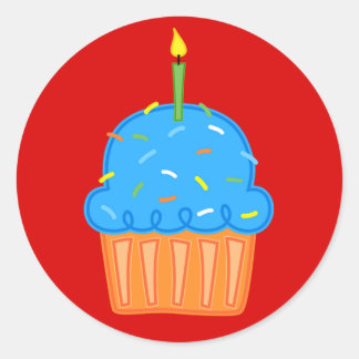 Boys Cupcakes Red Stickers