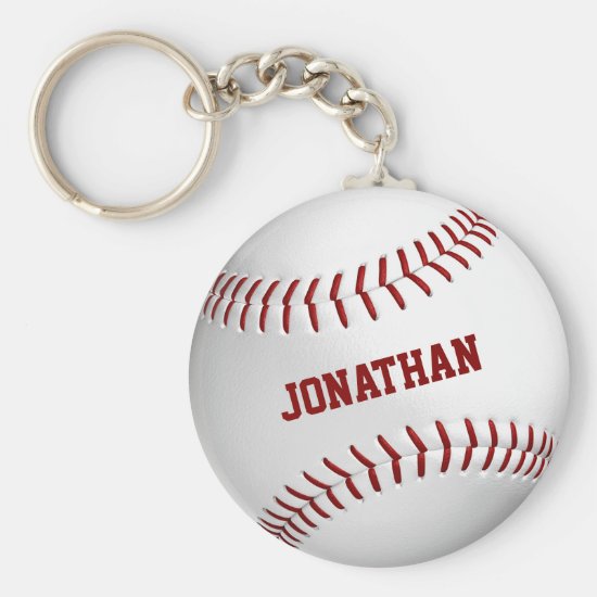 Boy's custom name baseball keychain