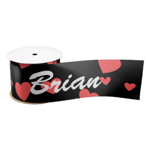 Boys Custom Name For Gift Wrapping White And Black Satin Ribbon