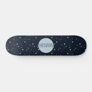Boys custom name moon stars space kids skateboard