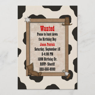 Boy's Custom Western Theme Birthday Invitation