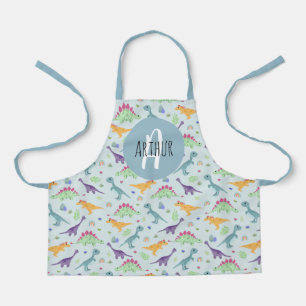 Boys Cute and Fun Blue Dinosaur Pattern Kids Apron