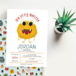 Boys Cute and Fun Monster Kids Birthday Party Invitation<br><div class="desc">This cute, fun and modern kids 2nd birthday party invitation design features a colorful yellow monster, and can be personalized with your child’s name and other details necessary for your birthday party. The invite also features a cute matching monster alien pattern on the back. The perfect monster themed addition to...</div>