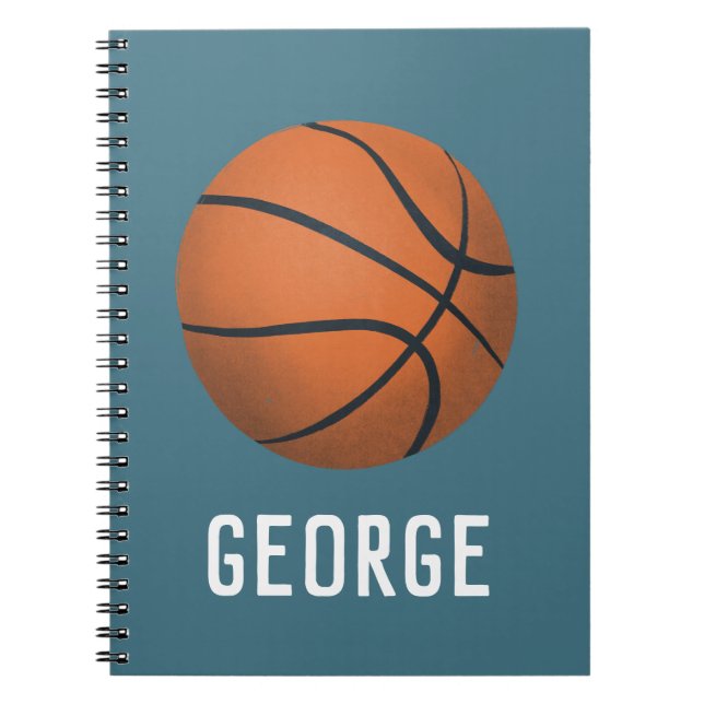Boys Cute and Modern Blue Basketball Kids School Notebook (Front)