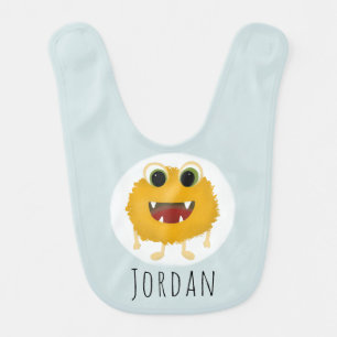Boys Cute and Modern Blue Monster Baby Bib