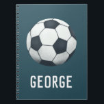 Boys Cute and Modern Blue Soccer Kids School Notebook<br><div class="desc">This cute sports-themed boys notebook design features a soccer ball cartoon and can be personalized with your boys name. Perfect for sports or football-loving children,  a great addition to your kids school supplies.</div>