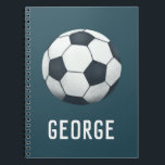 Boys Cute and Modern Blue Soccer Kids School Notebook<br><div class="desc">This cute sports-themed boys notebook design features a soccer ball cartoon and can be personalized with your boys name. Perfect for sports or football-loving children,  a great addition to your kids school supplies.</div>